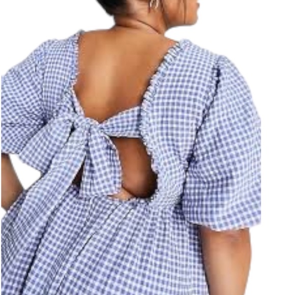 Sister Jane Pebble Gingham Mini Dress in Blue/White Sz 16 - Picture 9 of 15